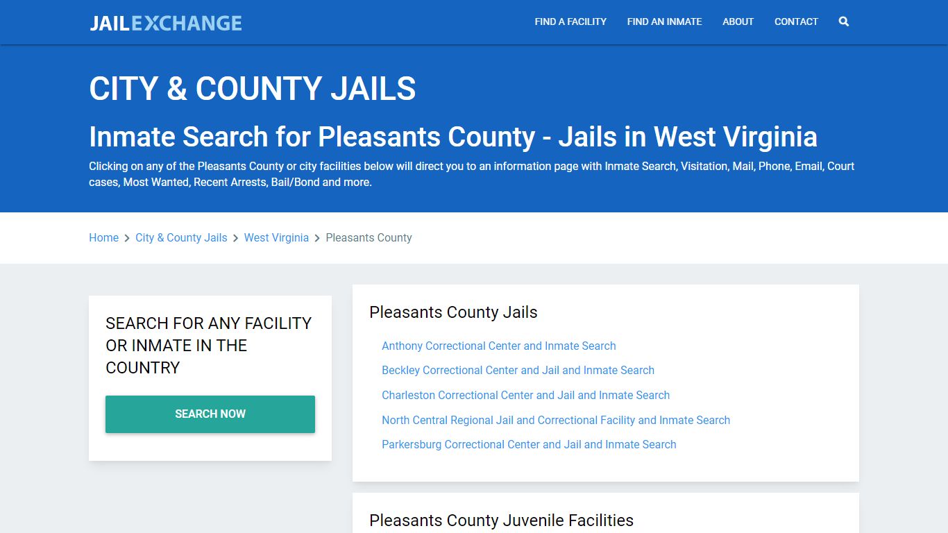 Inmate Search for Pleasants County | Jails in West Virginia - Jail Exchange